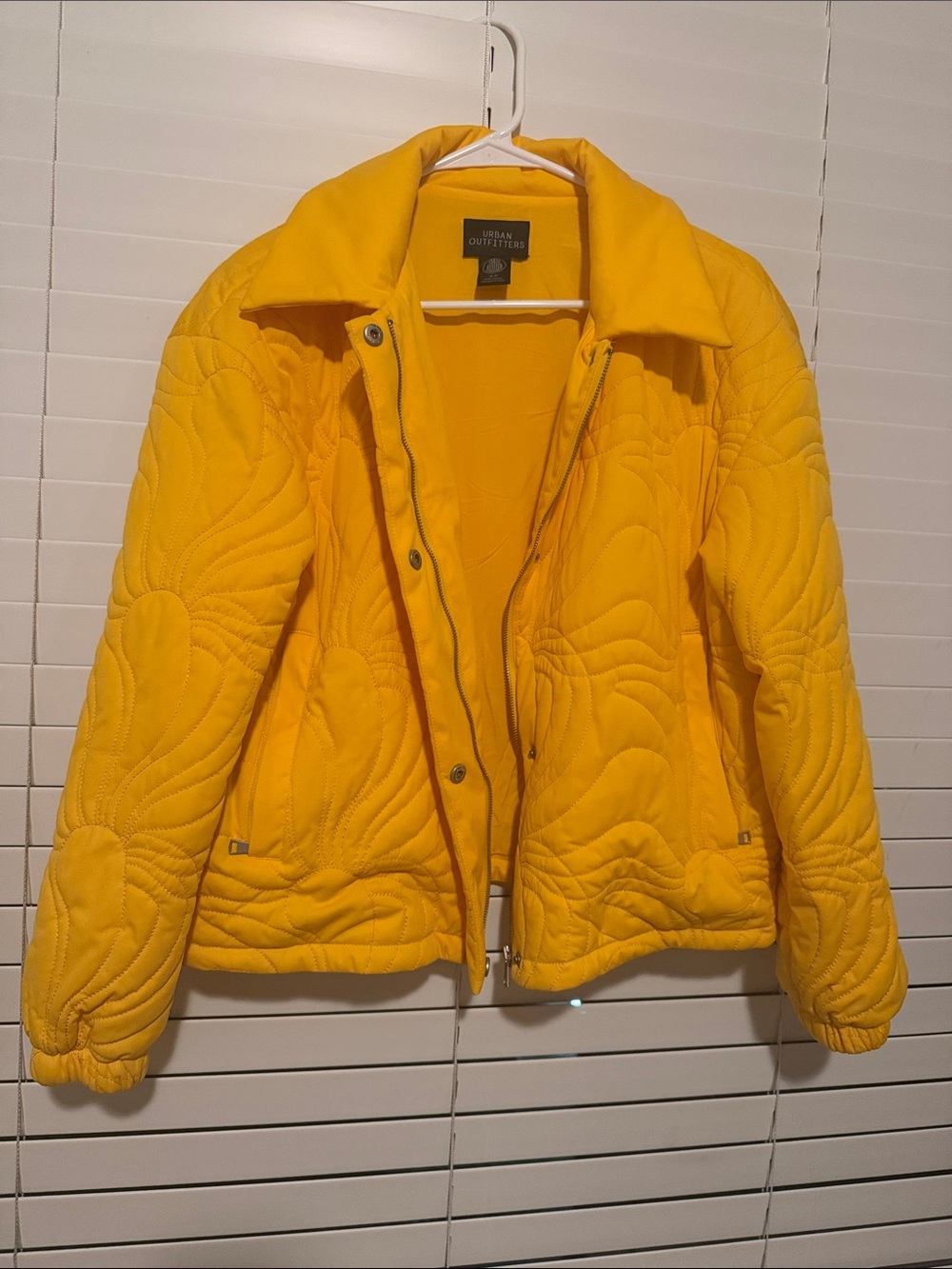 Urban Outfitters Quilted Puffer Jacket in Bright Yellow